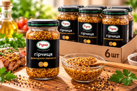 Гірчиця РУНА Французька зерниста 210 гр/6шт. НФ-00001127 фото