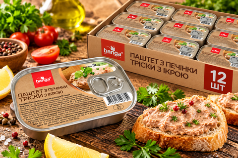 Паштет ікра з печінкою тріски ТМ Банга 120 г* 12 шт НФ-00001297 фото