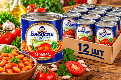 Квасоля Бабусин продукт в томатному соусі 420 г ж/б НФ-00001267 фото